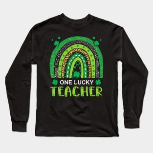 Lucky Teacher St. Patrick's Day Teacher Lucky Shamrocks Rainbow Long Sleeve T-Shirt